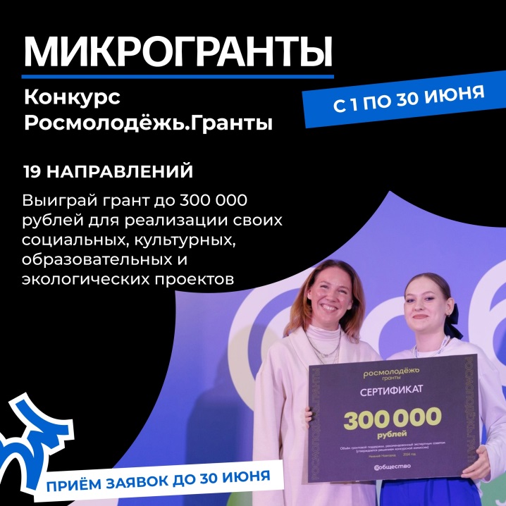 Объявлен конкурс Росмолодёжь.Гранты: Микрогранты.